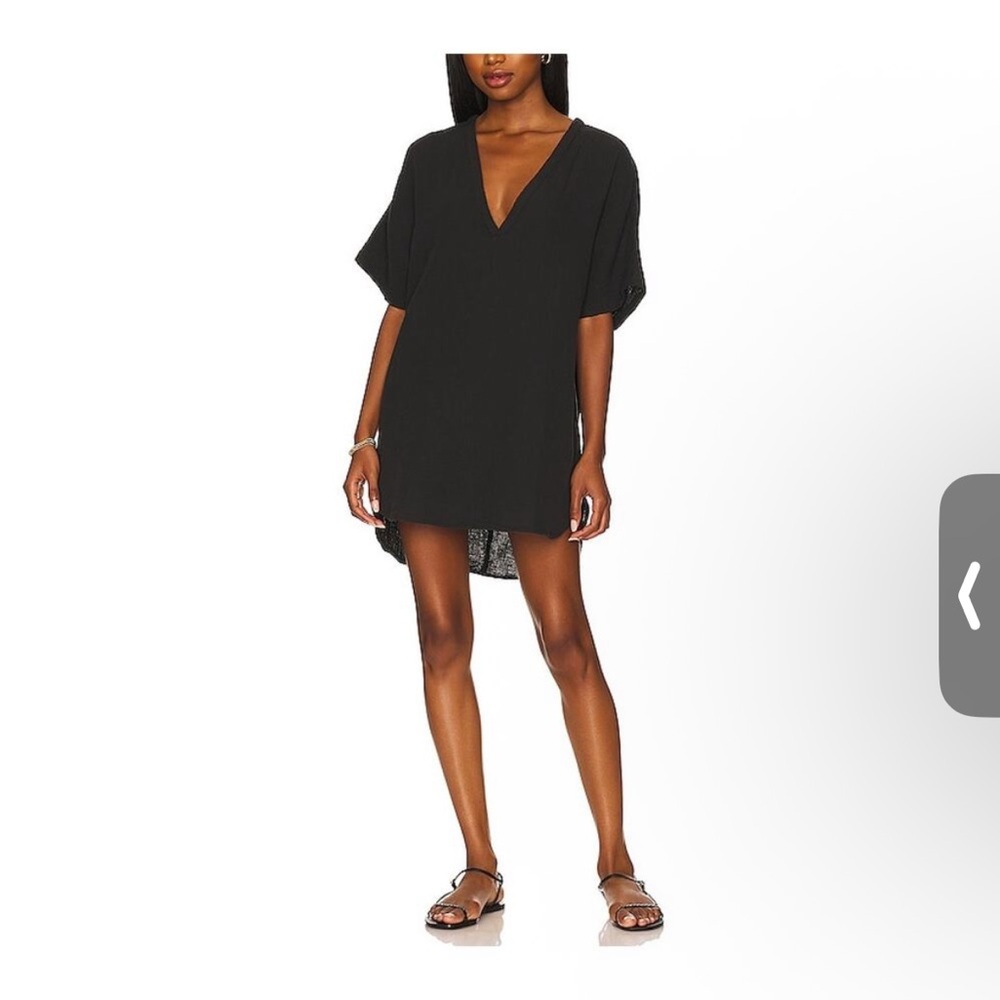 PLT Revolve Sheer Oversized Jersey Cotton Double V Midi Dress Tunic / Coverup